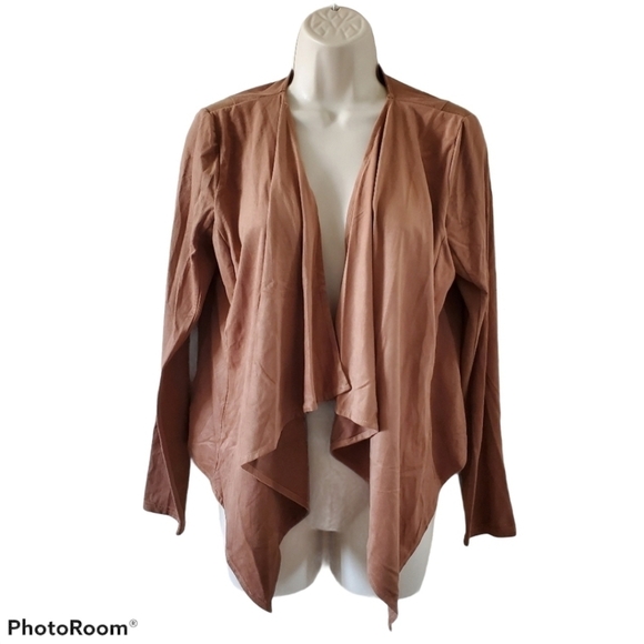 SIREN LILY Tan Ribbed Open Front Jacket Size LP - Picture 1 of 8